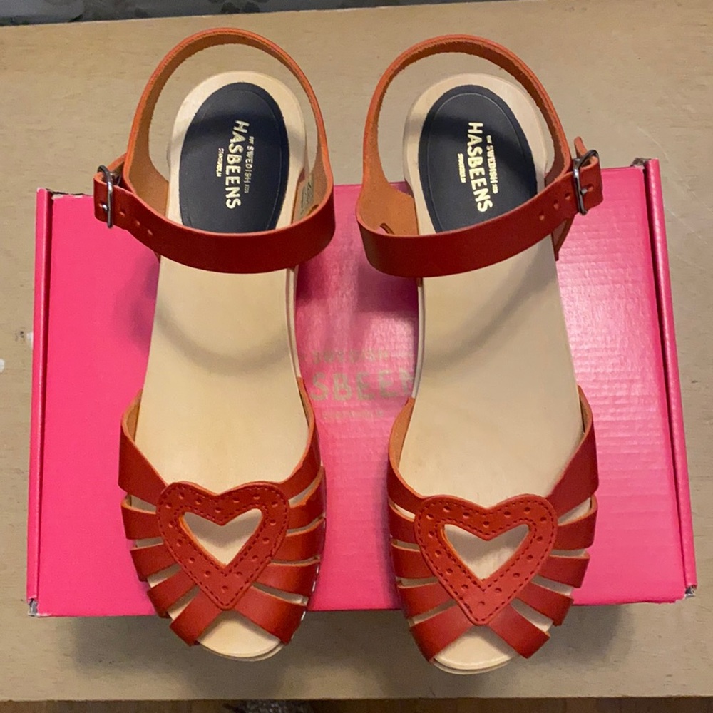 Swedish Hasbeens heart clog sandal size 37